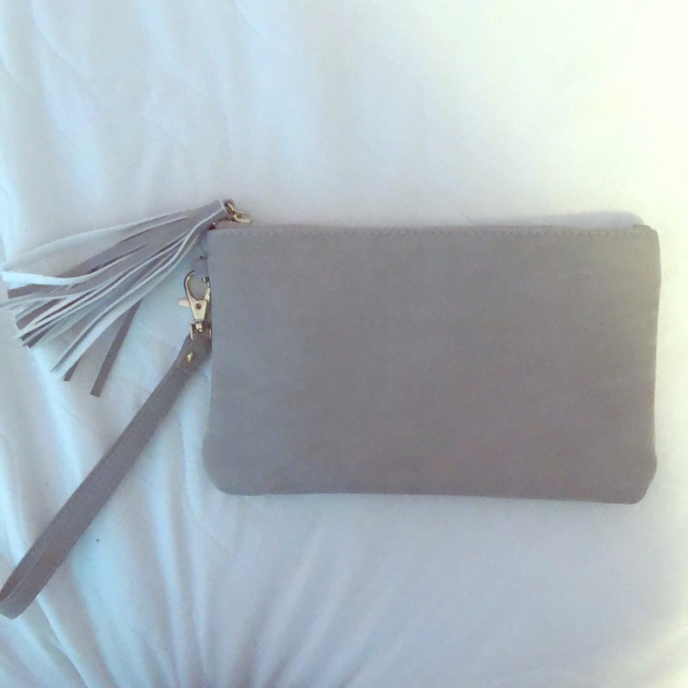 Grey Suede Wristlet with built in charger